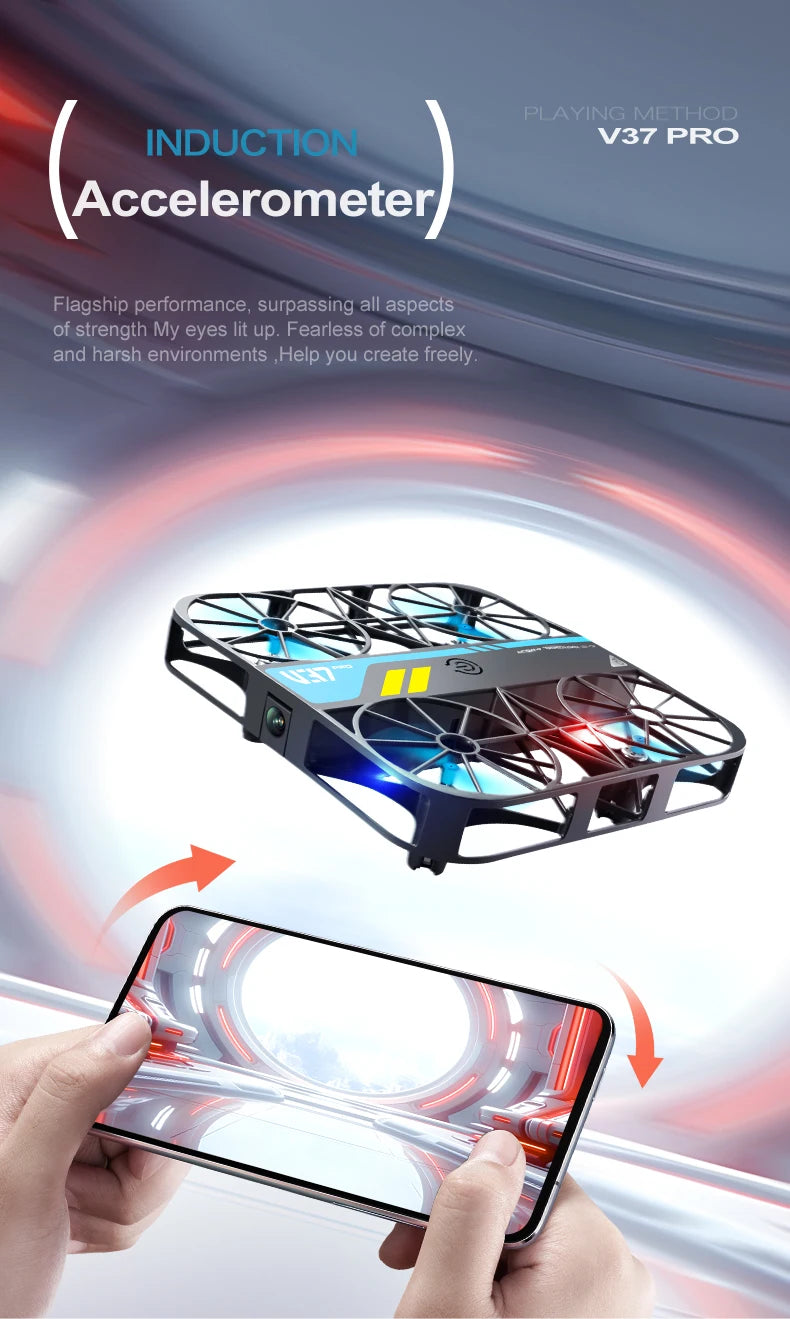 V37 Rc Mini Drone With 8k HD Camera Grid Protection Pocket Size Aerial Photography Aircraft Model Remote Control Kid Toy Or Gift