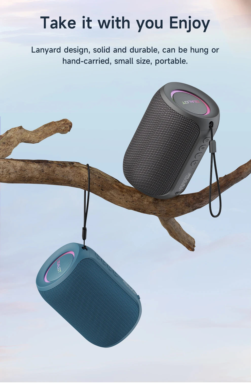 Zealot Speaker – S32PRO Bass Bluetooth, Waterproof LED Outdoor Black