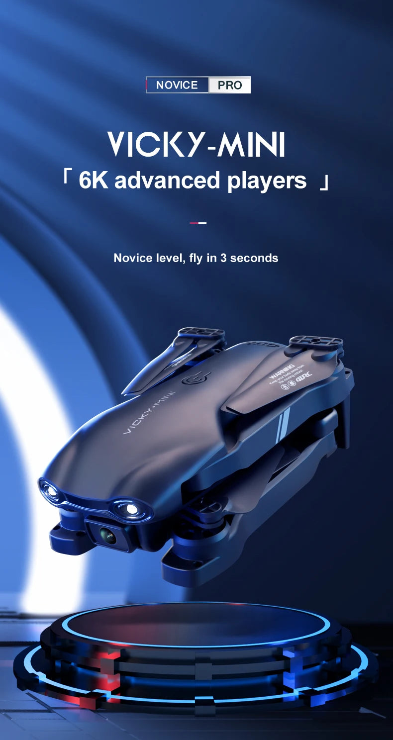 V13 Mini Drone – 4K HD, 1080P Dual Camera, 2.4G WIFI, Foldable, Black