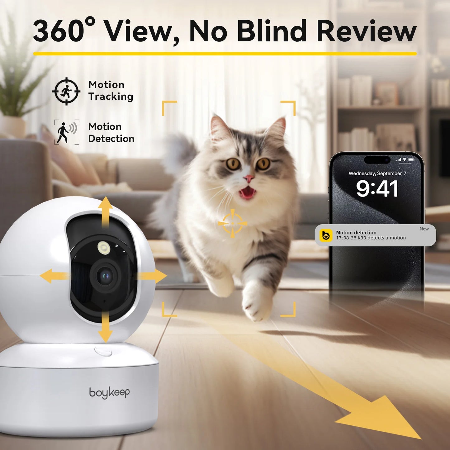 BoyKeep 3MP WiFi Security Camera - 5G/2.4GHz, Automatic Tracking