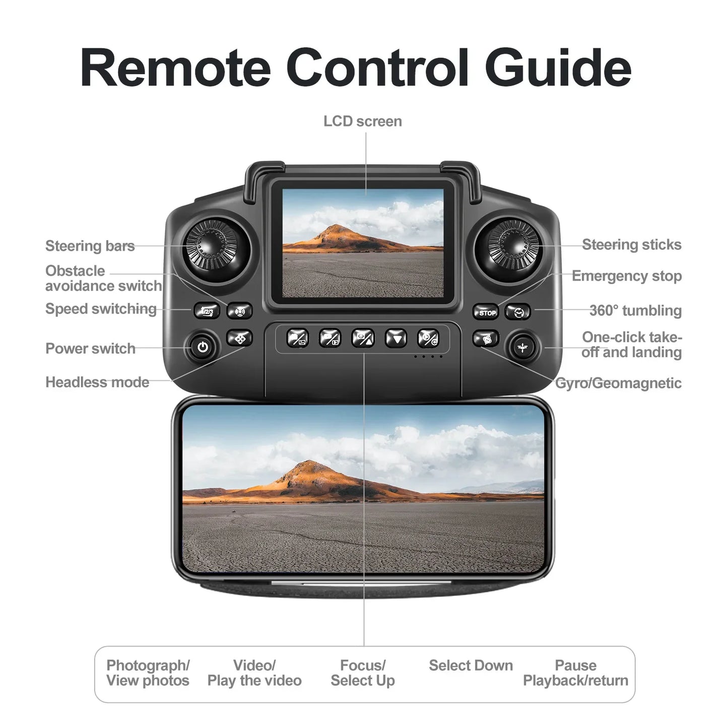 Black E88E99 GT Lighting Big Screen Control Mini Drone Dual Camera Optical Flow Fixed Height HD Aerial Photography Quadcopter