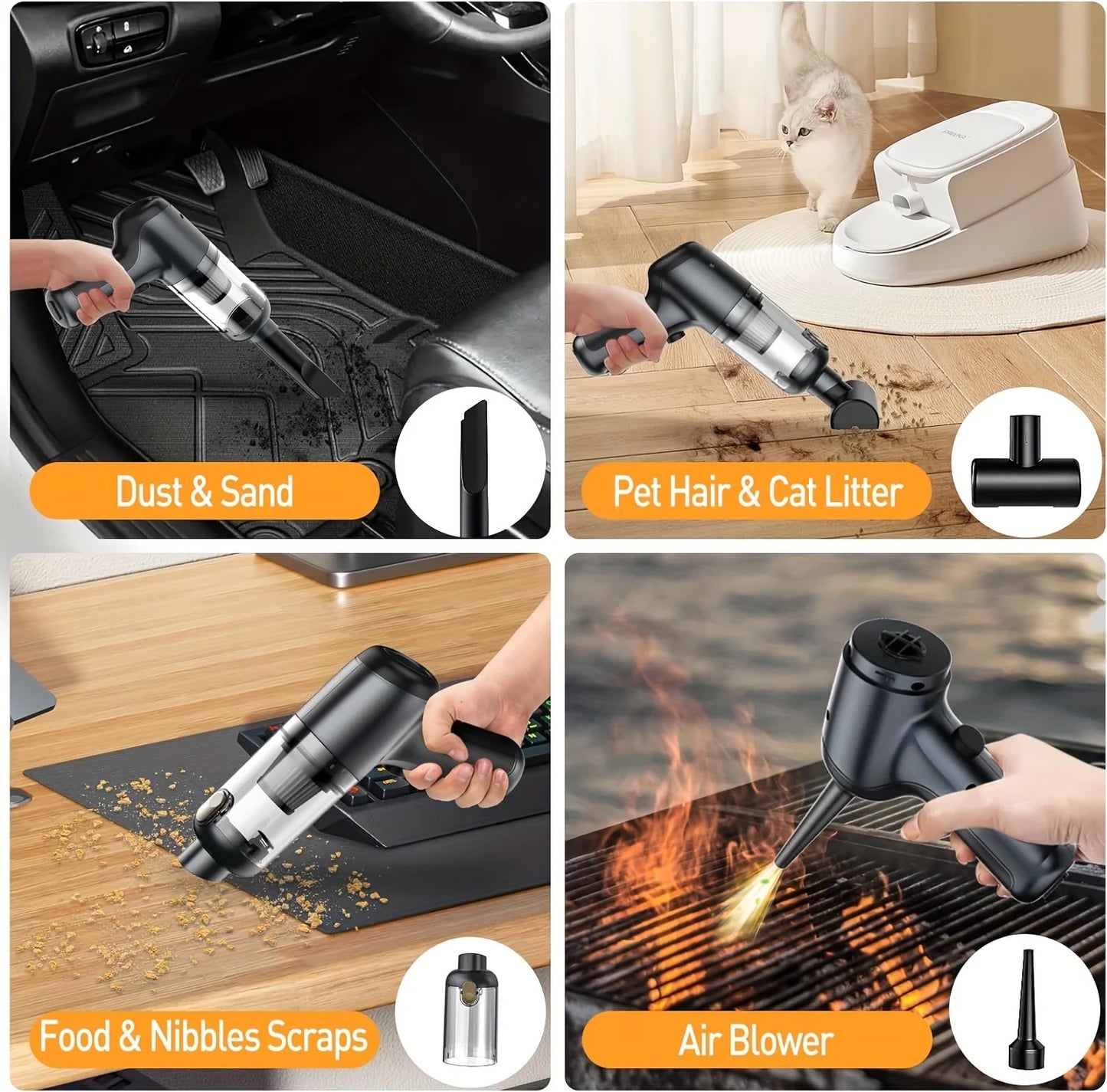 Cordless Vacuum Cleaner - 20000PA, Handheld, 3-in-1, Brushless Motor