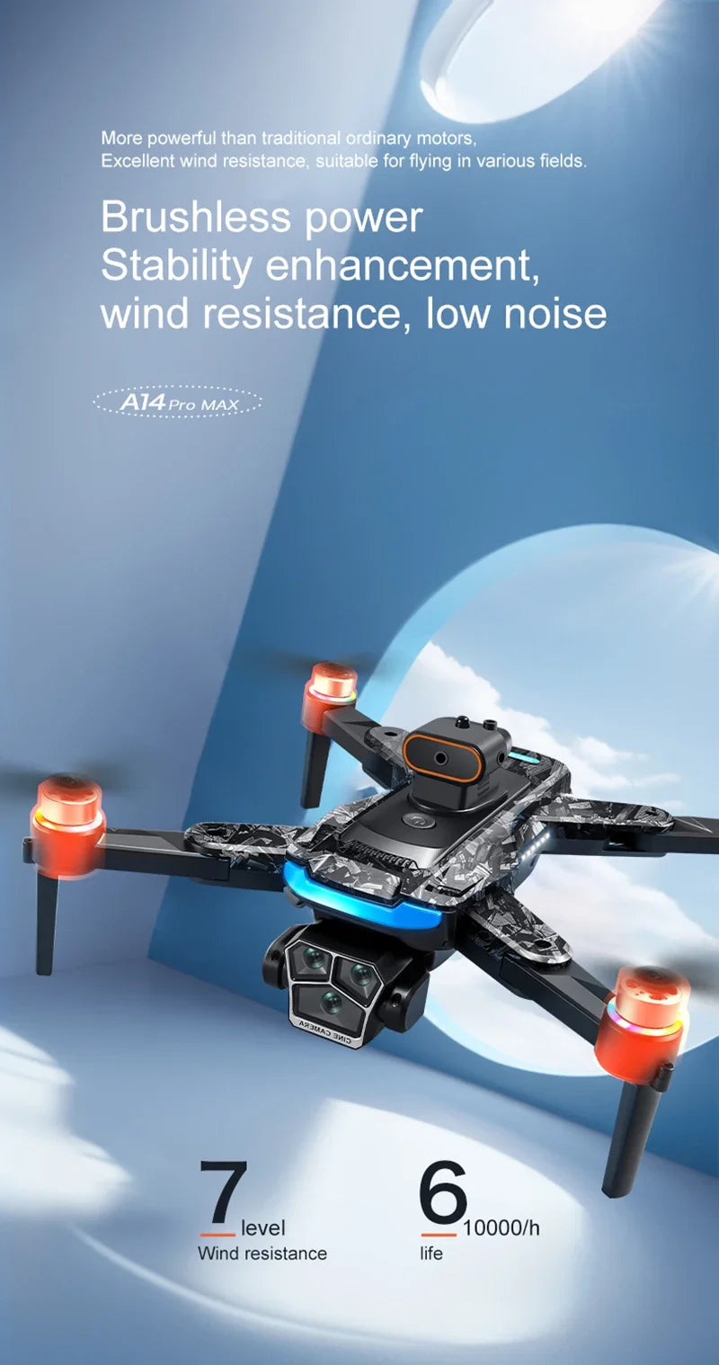 Xiaomi Drone A14Pro Max 8K HD Three Camera Brushless Optical Flow Obstacle Avoidance Foldable Quadcopter UAV Toys RC 20000M