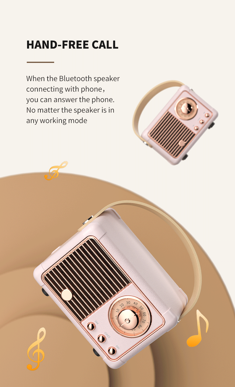 Retro Hifi Stereo Bluetooth Speaker – Portable, 5W, Vintage Design