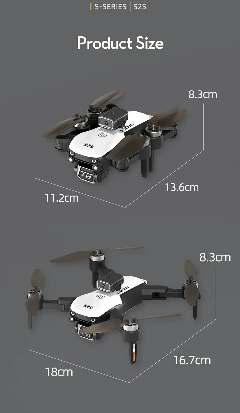 S2S Mini Drone – 8K HD Camera, 25Min Flight, Brushless, Foldable, Black