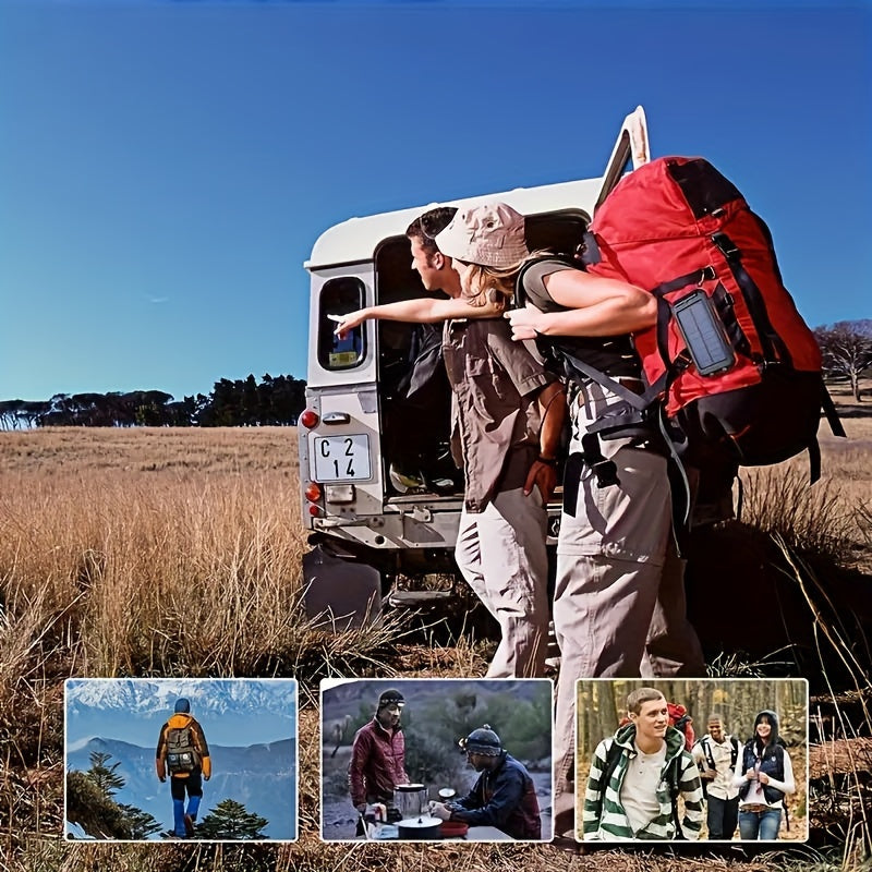 20000mAh Solar Powered Power Bank with Flashlight/USB/Type-C/Micro-Interface/G Compass, Suitable for Mobile Digital Electronics Devices, Durable and Long-lasting, Travel Camping, LED Flashlight, Climbing Buckle. Portable Sola