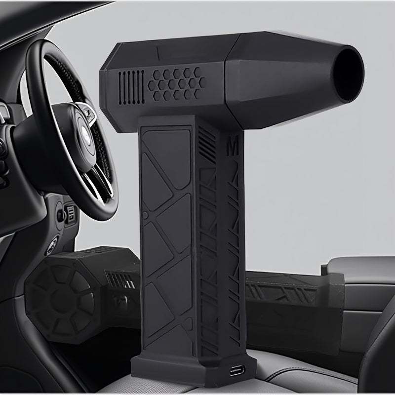 1pc Black Portable Turbojet Fan - High-Speed Air Blower, Ultra-Powerful, Rechargeable for Quick Dust Removal in Cars, Home & Electronics