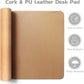 Dual-Sided Desk Pad - Leather Desk Mat, Natural Cork Desk Pad Protector, Large Mouse Pad for Desk, Waterproof Desk Blotter Pad, Desk Writing Pad for Office Work/Home, Apricot(25.6"X13.7")