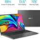 Vivobook 15 Thin and Light Laptop, 15.6” FHD Display, Intel I3-1005G1 CPU, 8GB RAM, 128GB SSD, Backlit Keyboard, Fingerprint, Windows 10 Home in S Mode, Slate Gray, F512JA-AS34